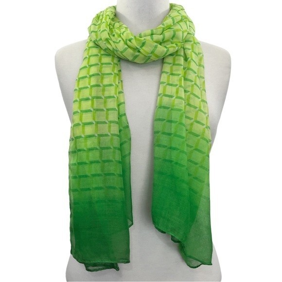 Green Ombré Lattice Print Lightweight Wrap Scarf - Picture 1 of 7